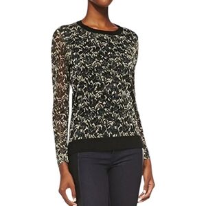 TORY BURCH HONOUR METALLIC-PRINT JACQUARD & KNIT SWEATER - Size Small